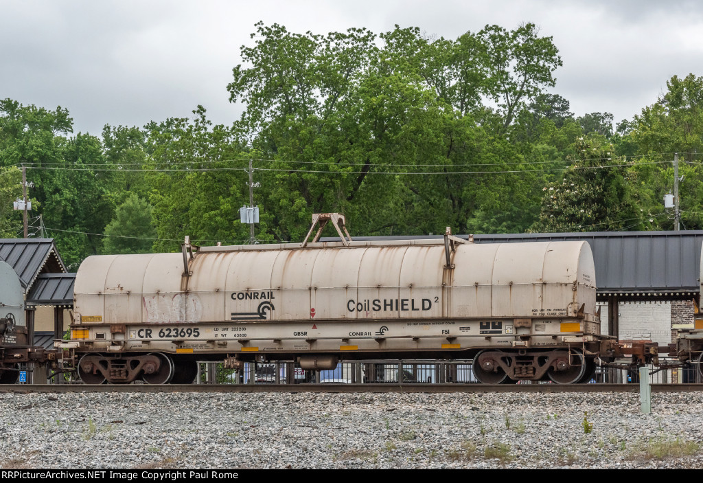 CR 623695, Steel Coil Car westbound on NSRR at NS Norris Yard